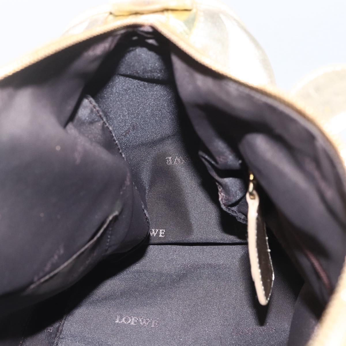 LOEWE Mini Boston Bag Leather Gold Auth 160969