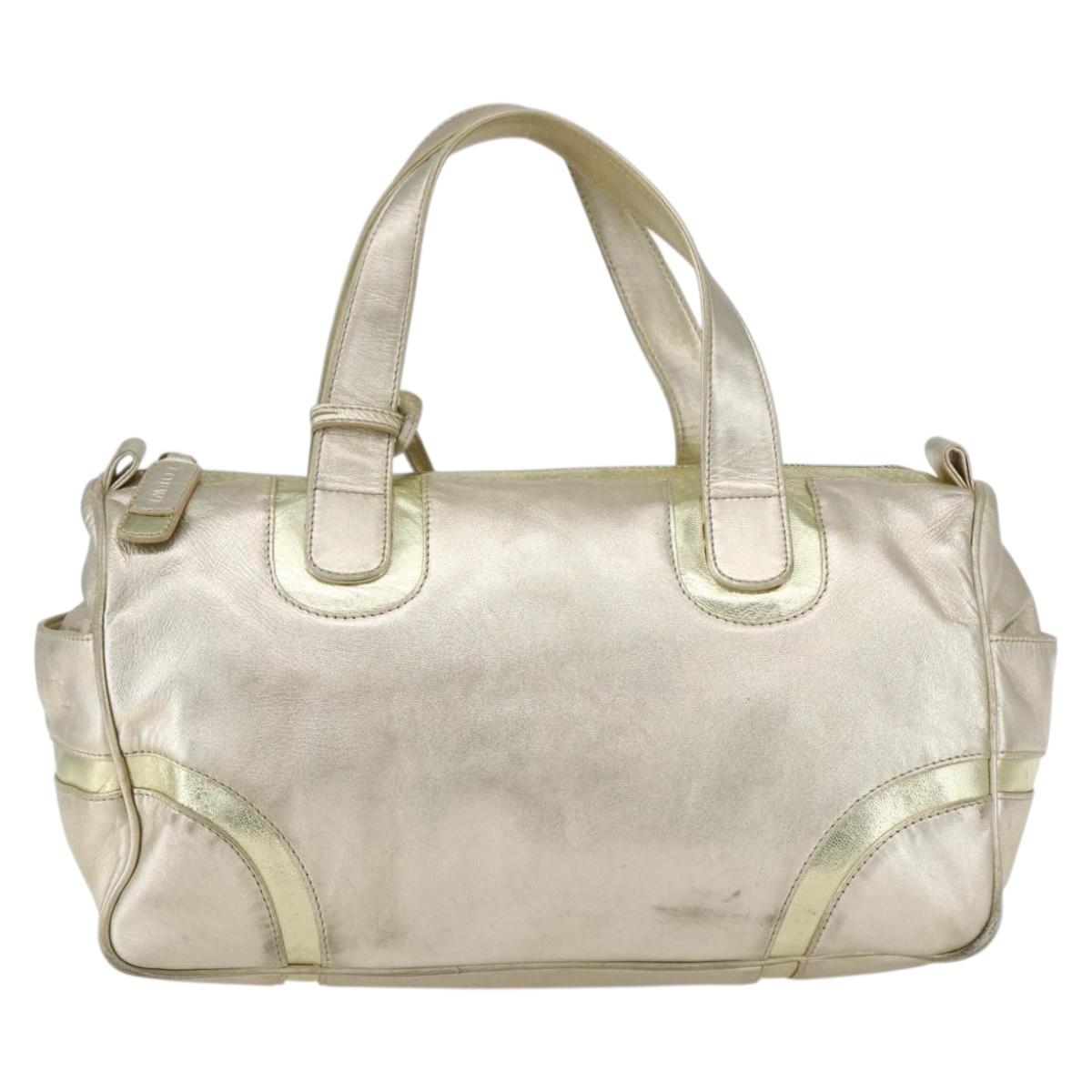 LOEWE Mini Boston Bag Leather Gold Auth 160969