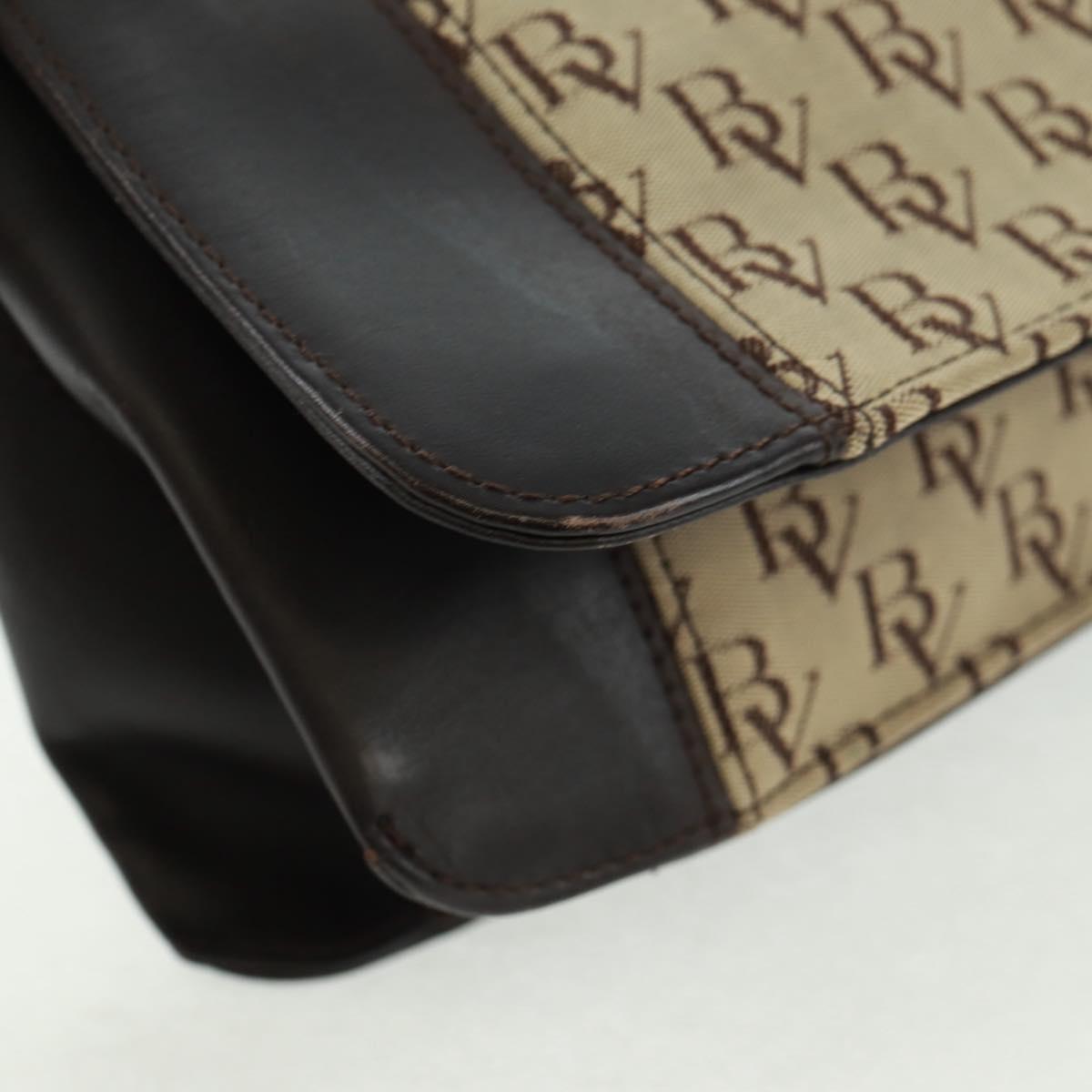 BOTTEGA VENETA Shoulder Bag Canvas Beige Gold Auth 160980