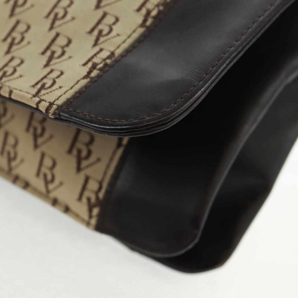 BOTTEGA VENETA Shoulder Bag Canvas Beige Gold Auth 160980