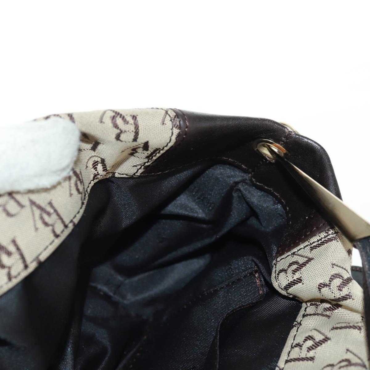 BOTTEGA VENETA Shoulder Bag Canvas Beige Gold Auth 160980