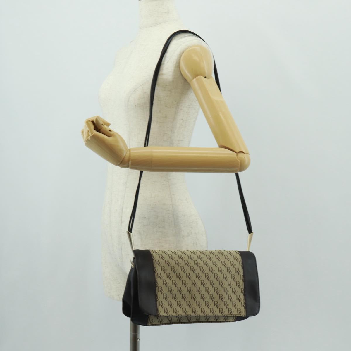 BOTTEGA VENETA Shoulder Bag Canvas Beige Gold Auth 160980
