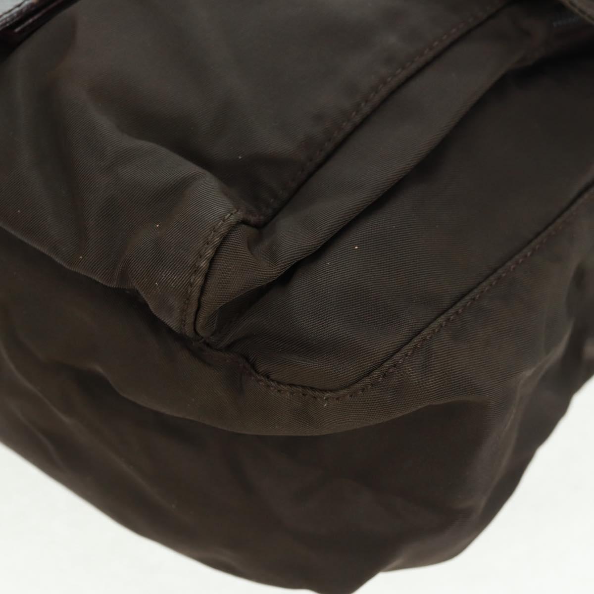 PRADA Shoulder Bag Nylon Khaki Silver Auth 160992