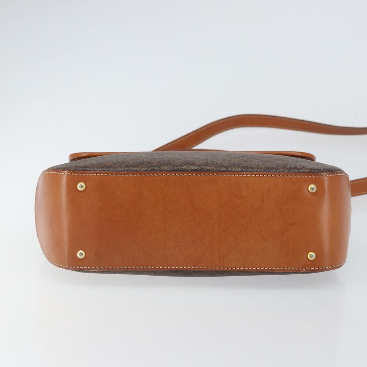 CELINE Macadam Canvas Hand Bag PVC Leather 2way Brown Gold Auth 161001