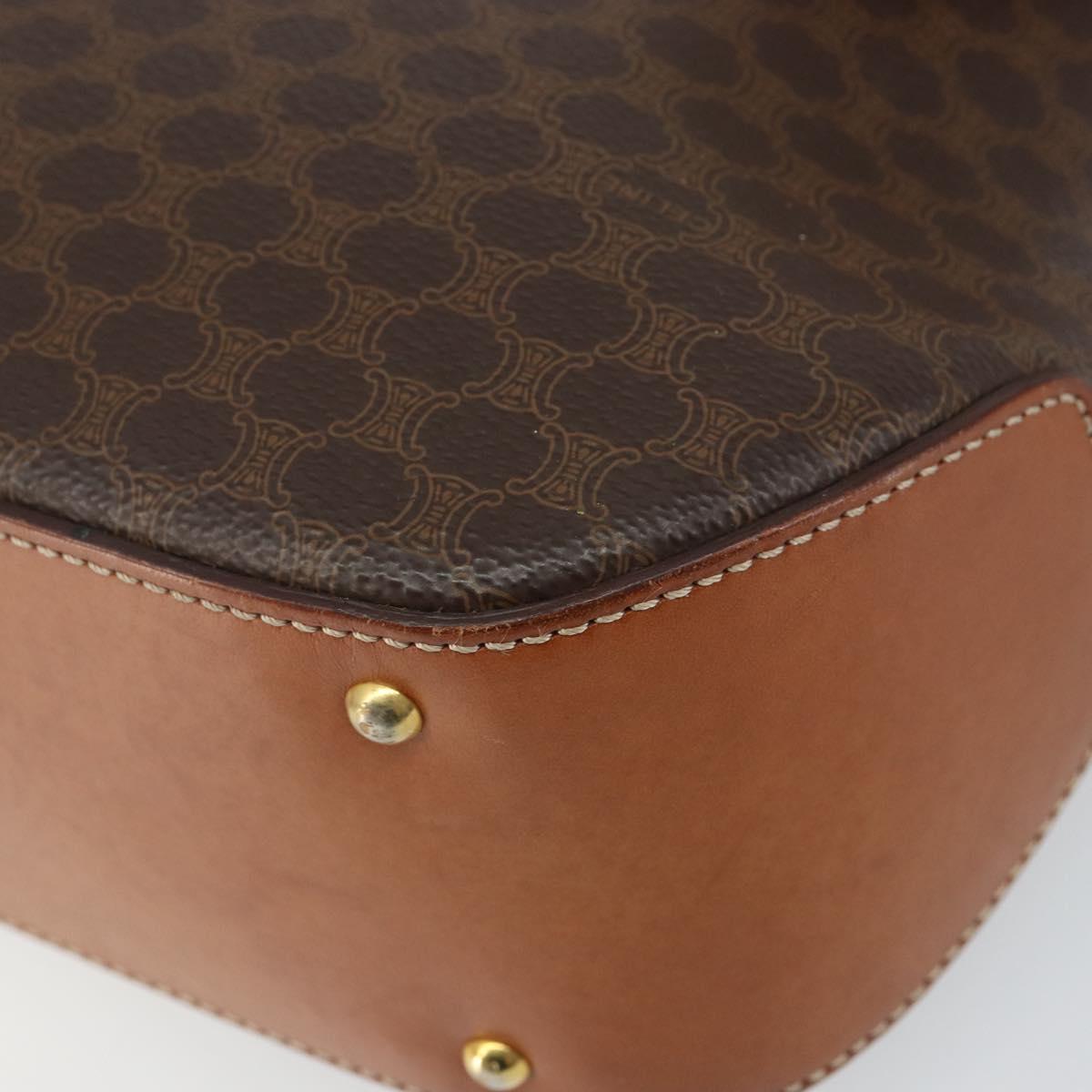 CELINE Macadam Canvas Hand Bag PVC Leather 2way Brown Gold Auth 161001