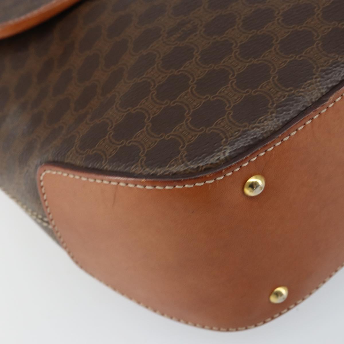 CELINE Macadam Canvas Hand Bag PVC Leather 2way Brown Gold Auth 161001