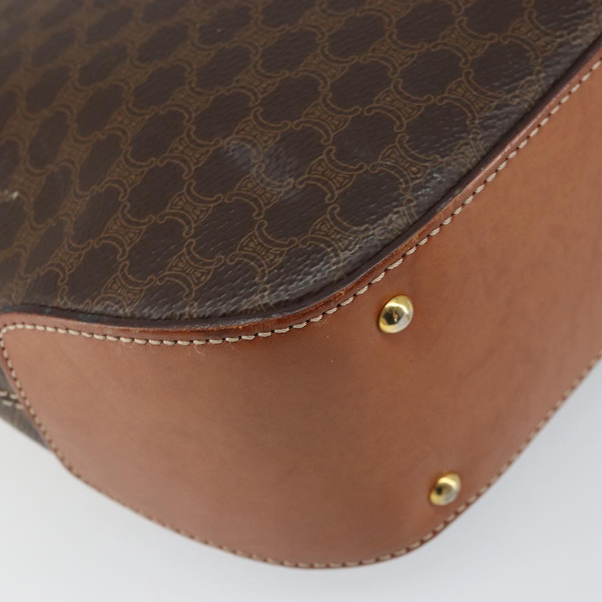 CELINE Macadam Canvas Hand Bag PVC Leather 2way Brown Gold Auth 161001