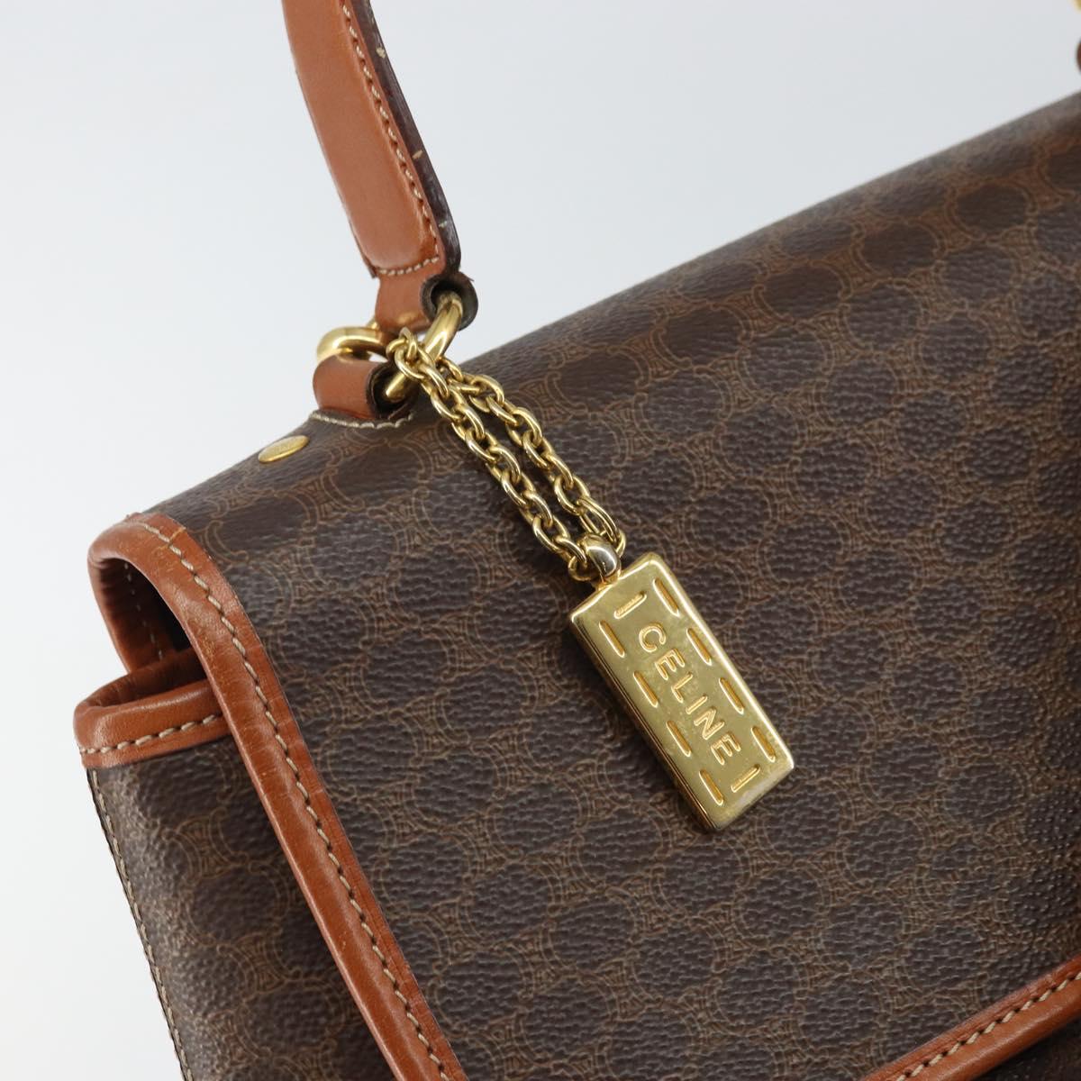 CELINE Macadam Canvas Hand Bag PVC Leather 2way Brown Gold Auth 161001