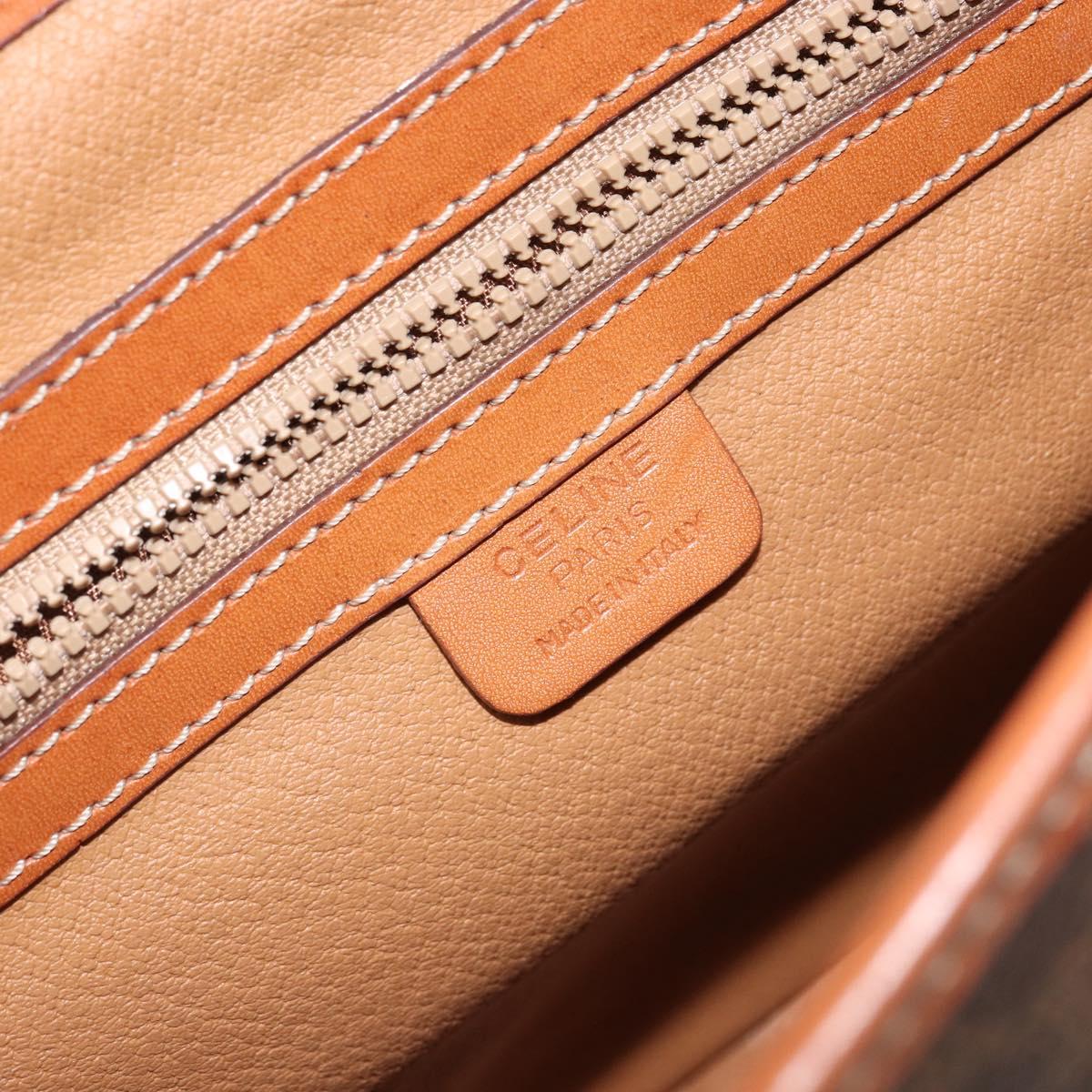 CELINE Macadam Canvas Hand Bag PVC Leather 2way Brown Gold Auth 161001