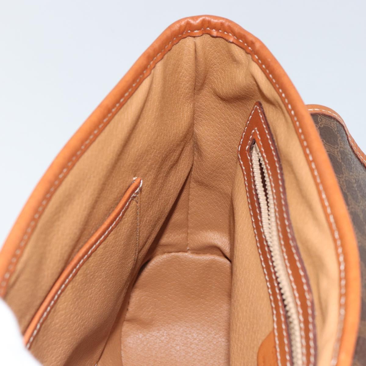 CELINE Macadam Canvas Hand Bag PVC Leather 2way Brown Gold Auth 161001