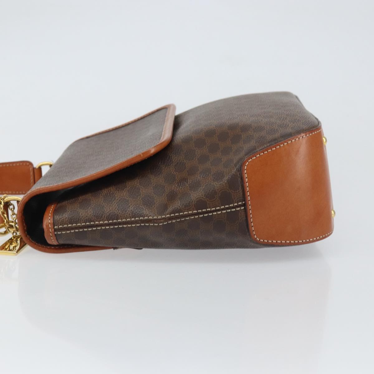 CELINE Macadam Canvas Hand Bag PVC Leather 2way Brown Gold Auth 161001