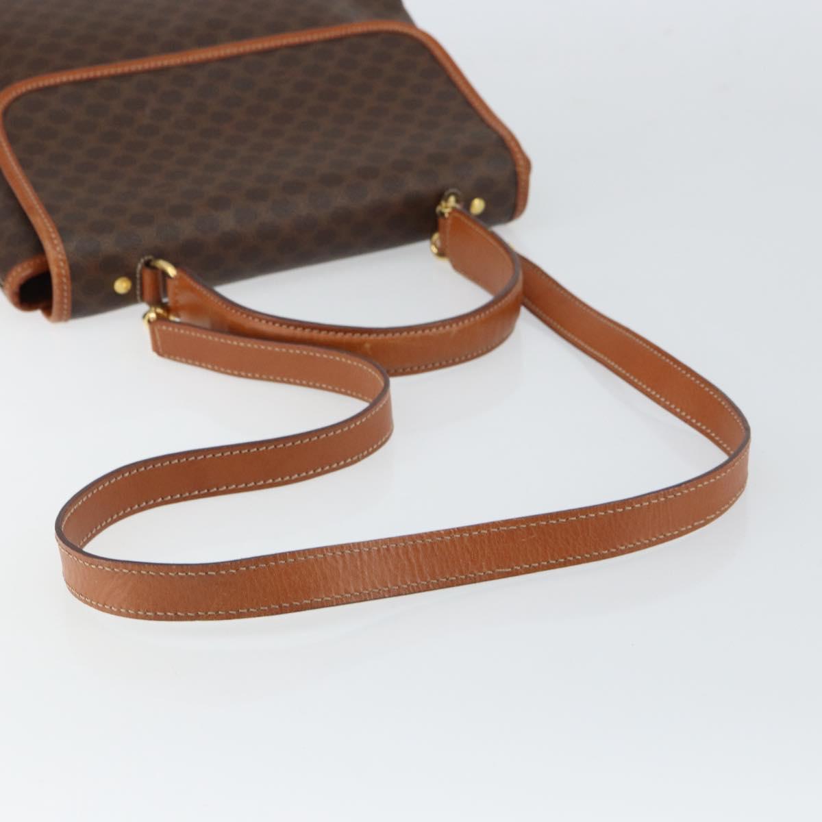 CELINE Macadam Canvas Hand Bag PVC Leather 2way Brown Gold Auth 161001