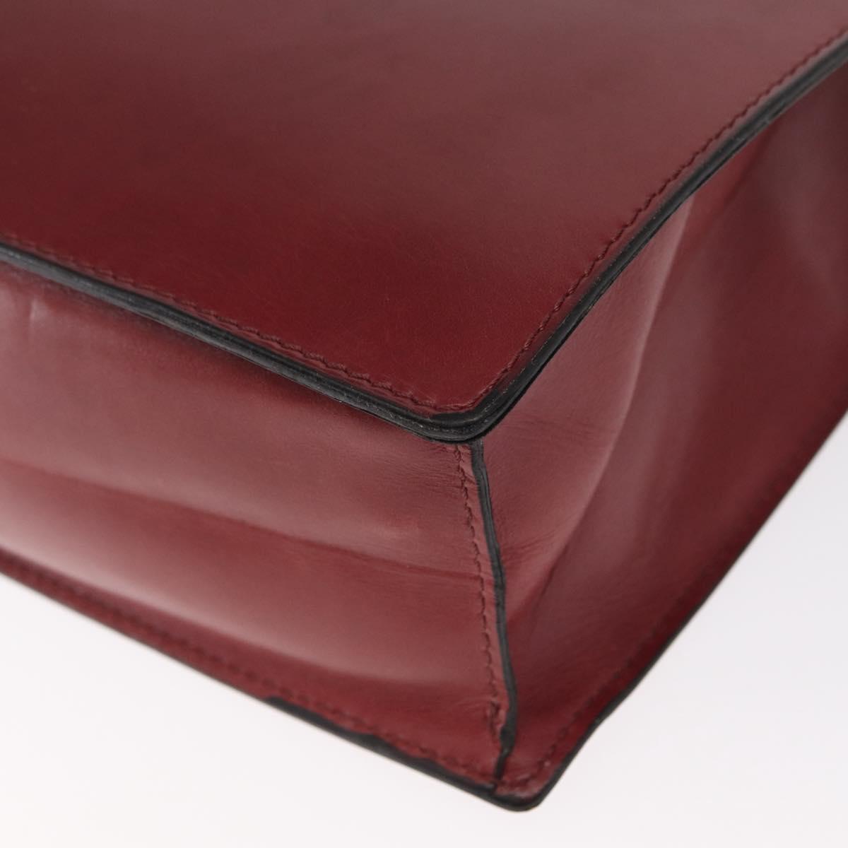 CELINE Hand Bag Leather Red Gold Auth 161005
