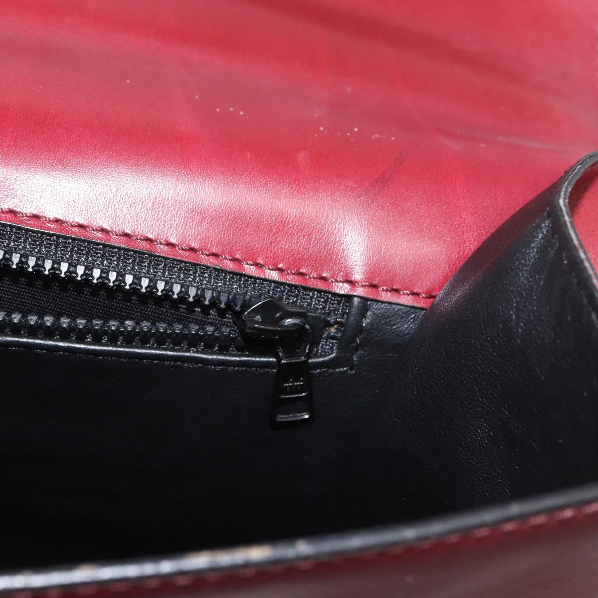 CELINE Hand Bag Leather Red Gold Auth 161005