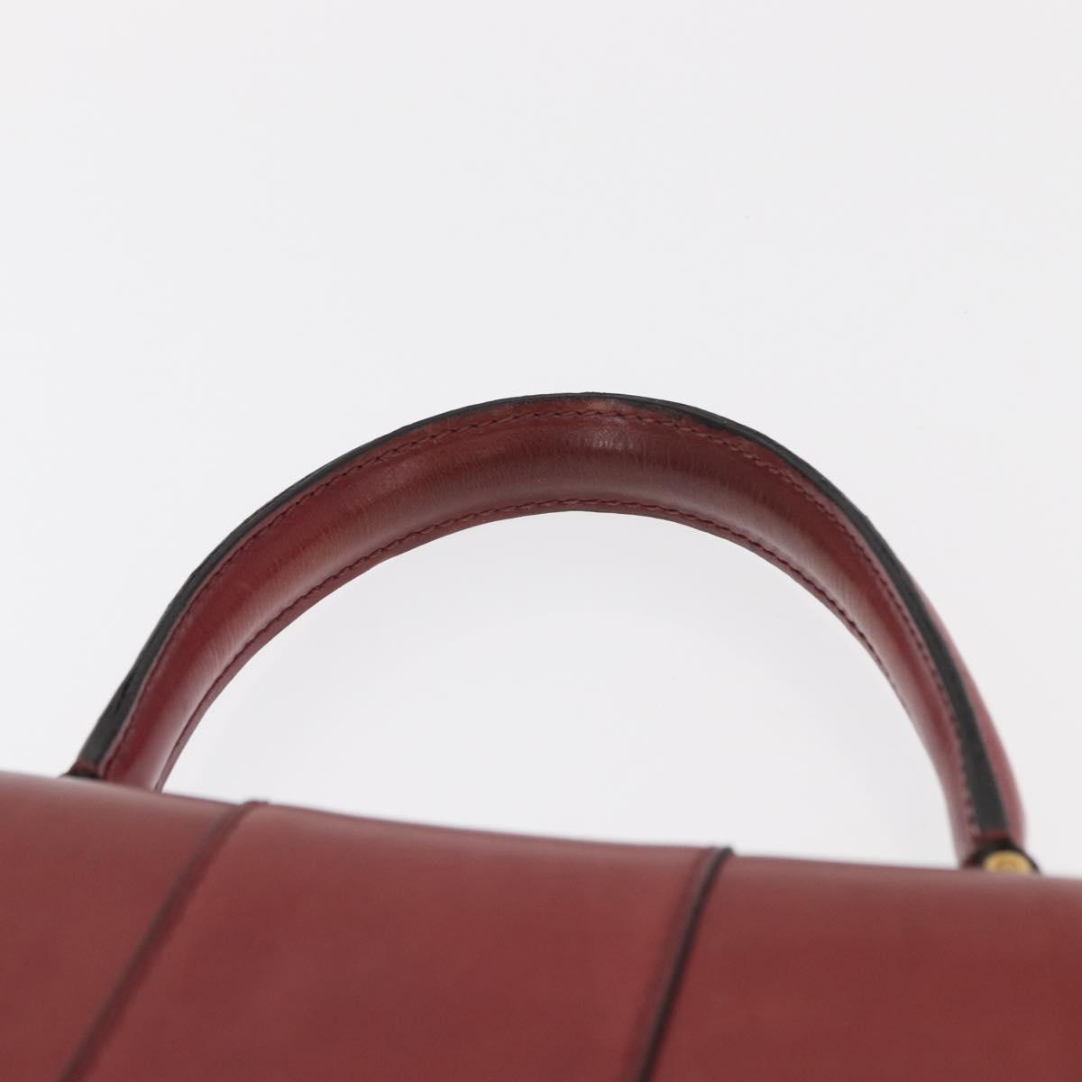 CELINE Hand Bag Leather Red Gold Auth 161005