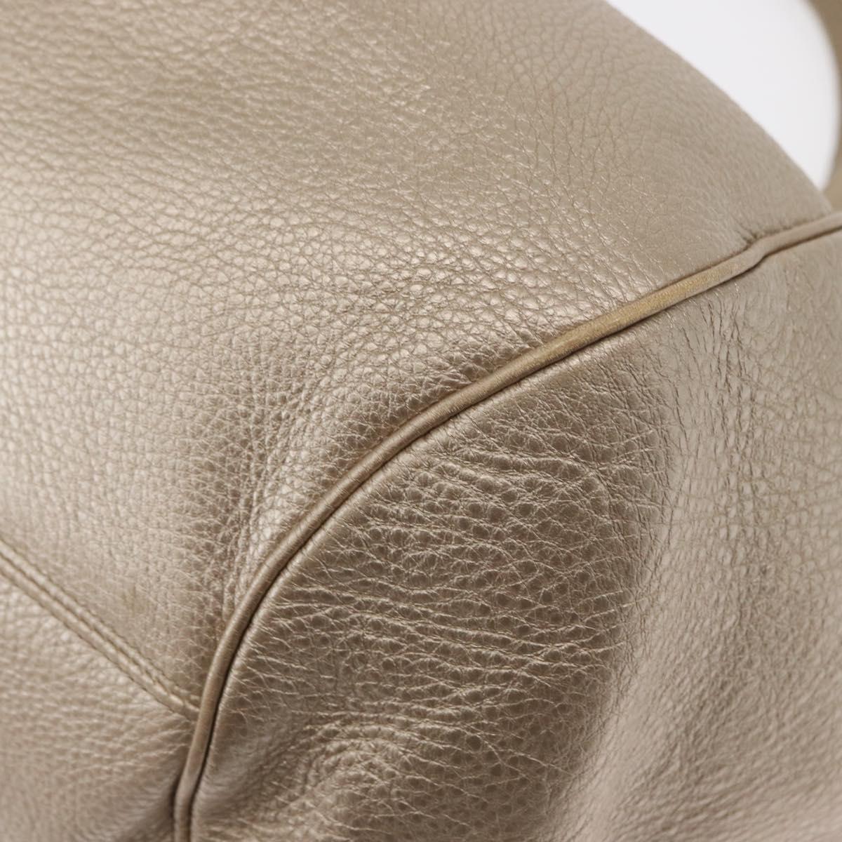 Salvatore Ferragamo Gancini Hand Bag Leather Champagne Gold Silver Auth 161013
