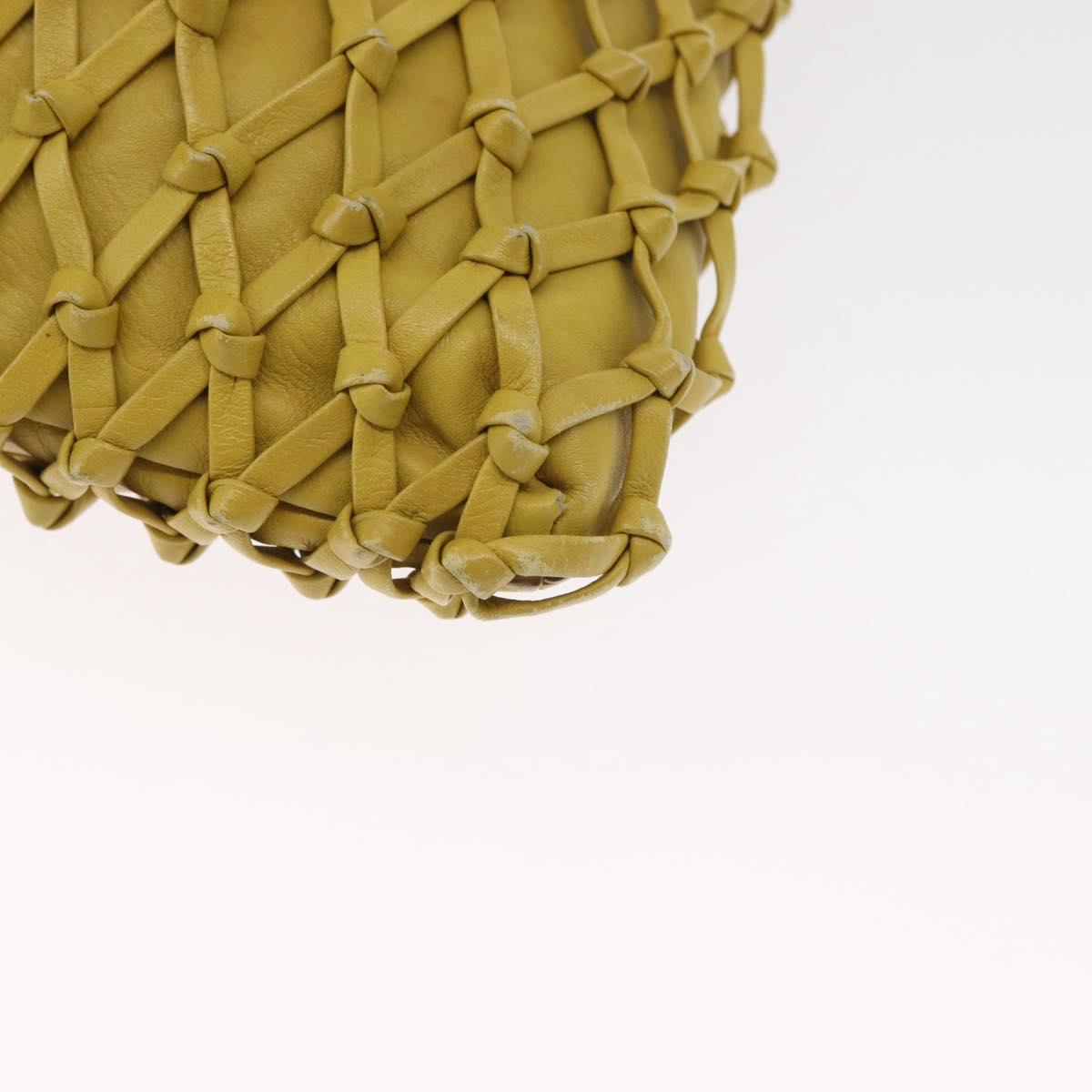 CHANEL Shoulder Bag Leather Yellow Gold CC Auth 161027V