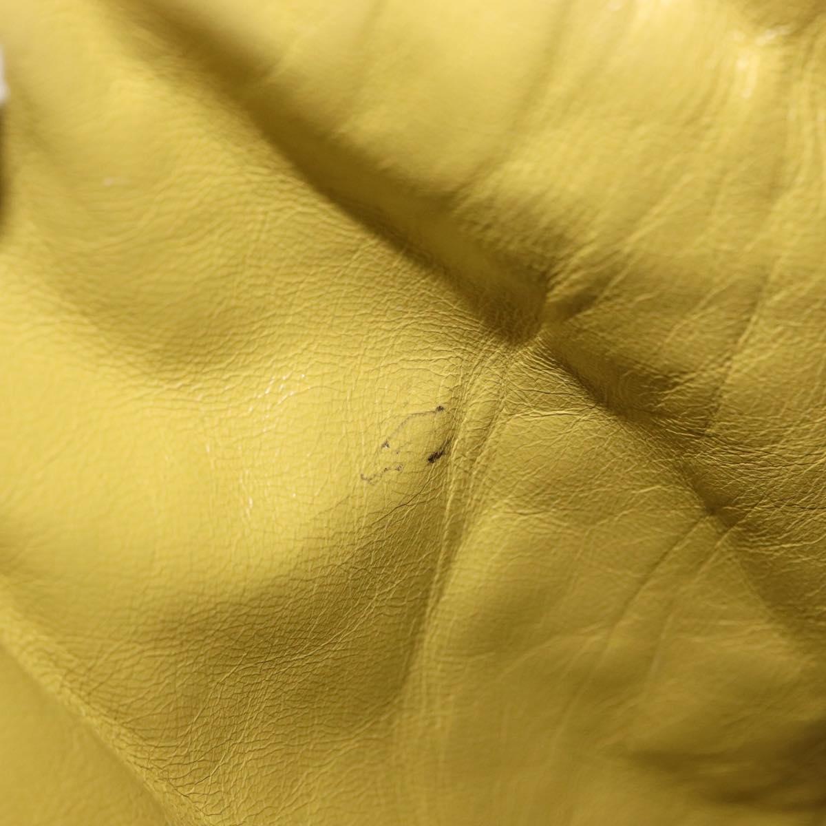 CHANEL Shoulder Bag Leather Yellow Gold CC Auth 161027V