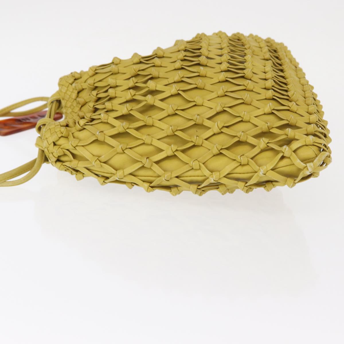 CHANEL Shoulder Bag Leather Yellow Gold CC Auth 161027V