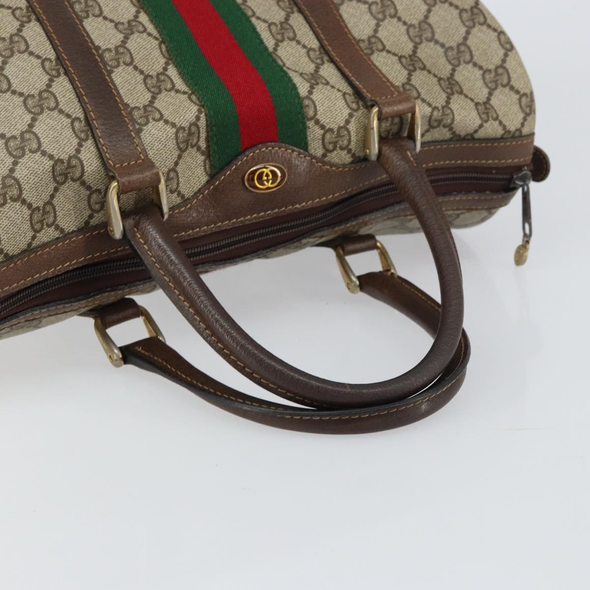 GUCCI GG Supreme Web Sherry Line Hand Bag PVC Beige Gold 24 012 3842 Auth 161028