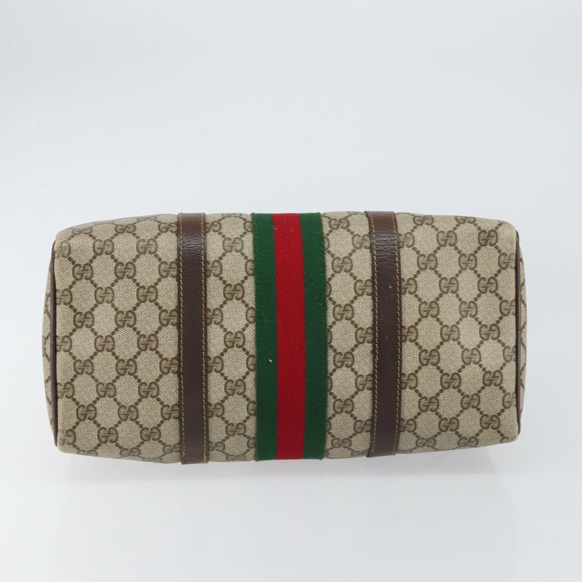 GUCCI GG Supreme Web Sherry Line Hand Bag PVC Beige Gold 24 012 3842 Auth 161028