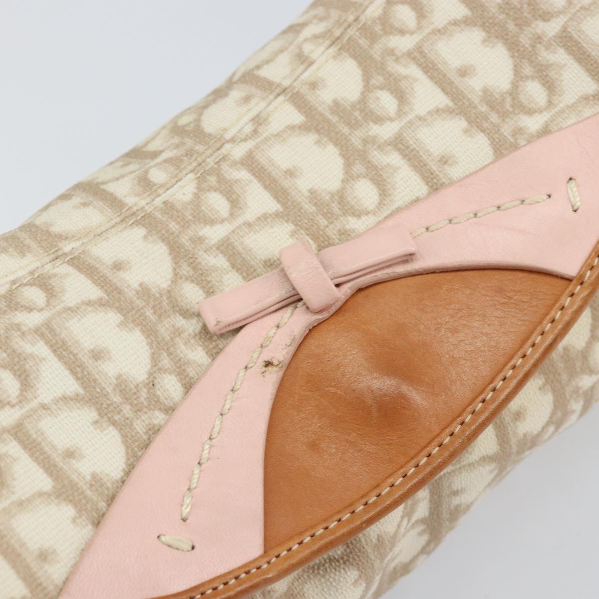 Christian Dior Trotter Canvas Romantic Bag PVC Beige Silver Auth 161033V