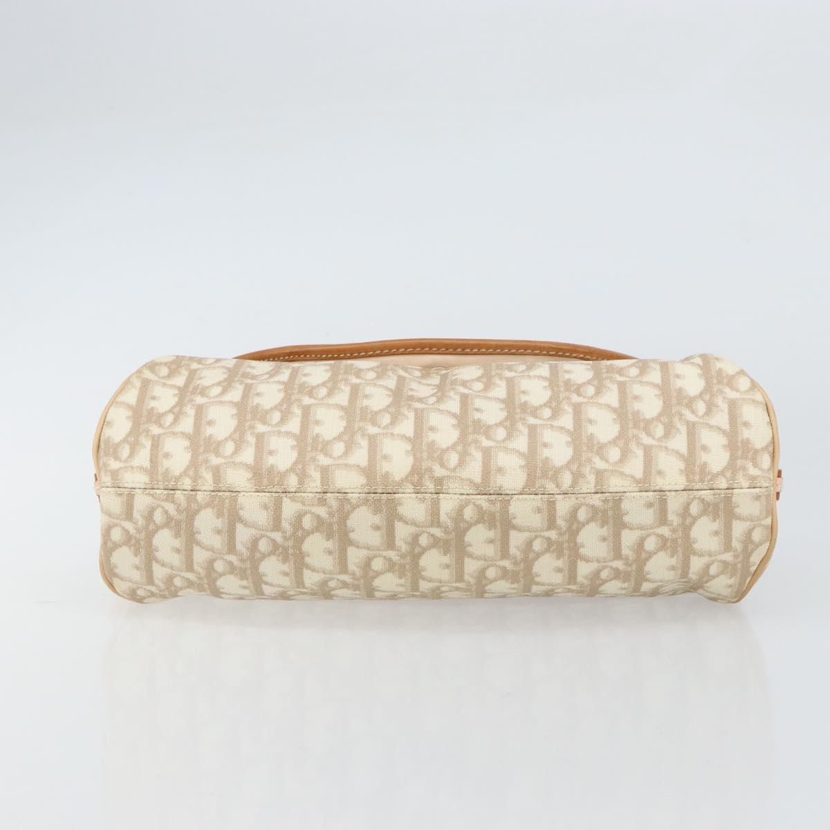 Christian Dior Trotter Canvas Romantic Bag PVC Beige Silver Auth 161033A