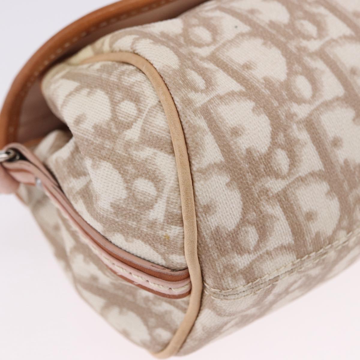 Christian Dior Trotter Canvas Romantic Bag PVC Beige Silver Auth 161033V