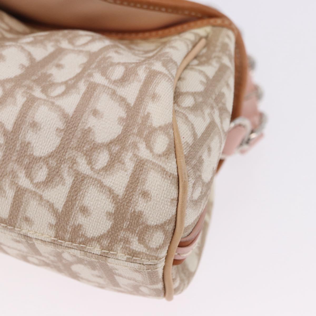 Christian Dior Trotter Canvas Romantic Bag PVC Beige Silver Auth 161033V