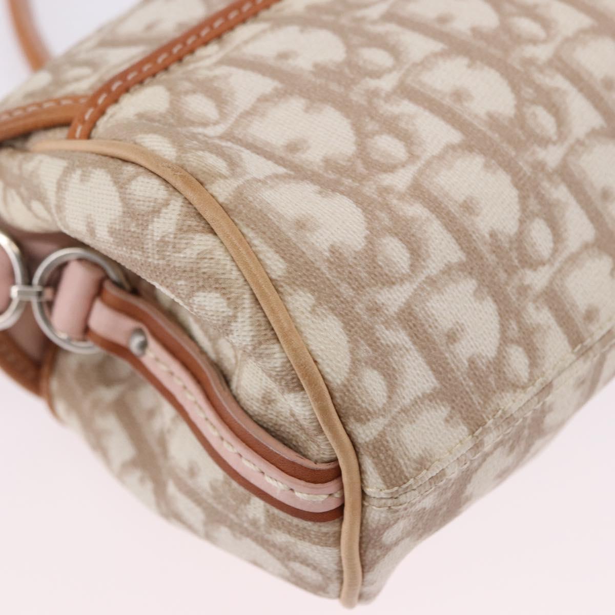 Christian Dior Trotter Canvas Romantic Bag PVC Beige Silver Auth 161033V