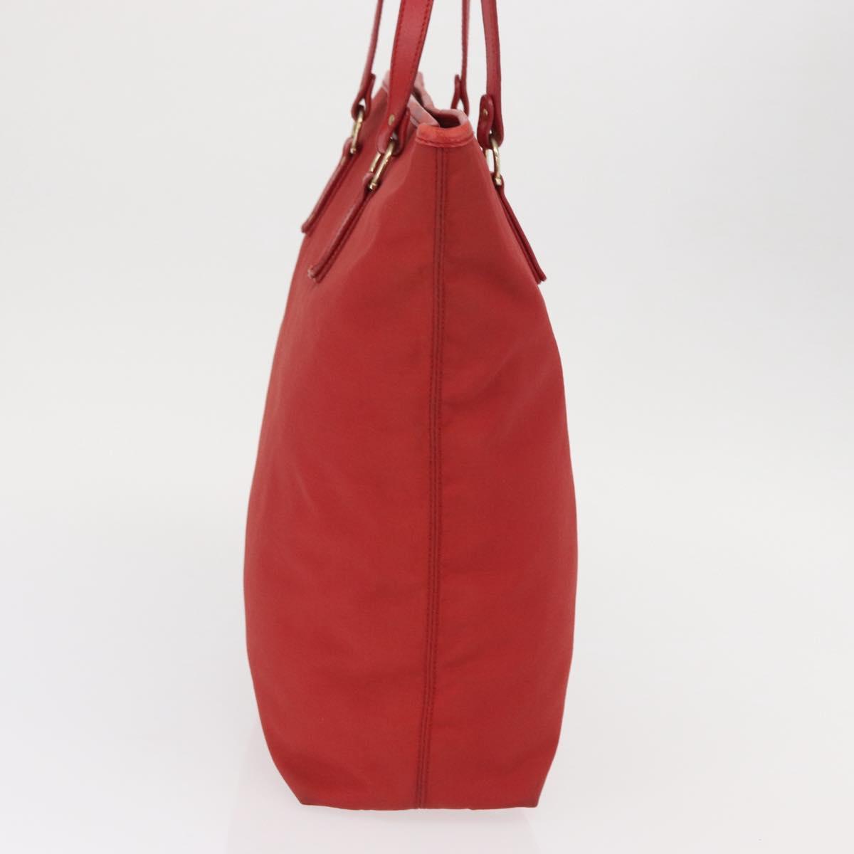 Salvatore Ferragamo Gancini Hand Bag Nylon Red Gold Auth 161041