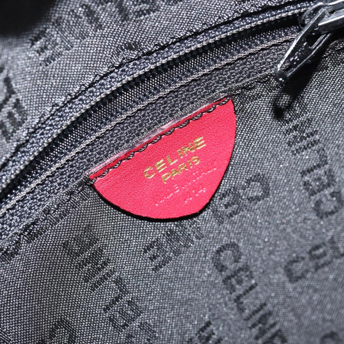 CELINE Circle Hand Bag Leather 2way Red Gold Auth 161046