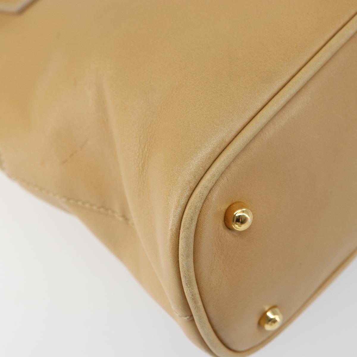 GUCCI Bamboo Hand Bag Leather 2way Beige Gold 000 3780 0290 Auth 161050