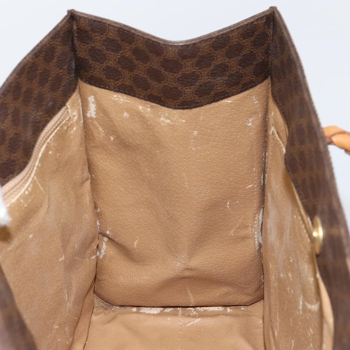 CELINE Macadam Canvas Hand Bag PVC Leather Brown Gold Auth 161051