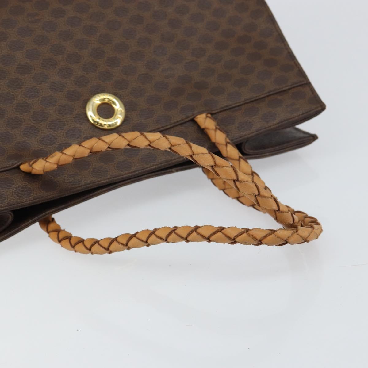 CELINE Macadam Canvas Hand Bag PVC Leather Brown Gold Auth 161051