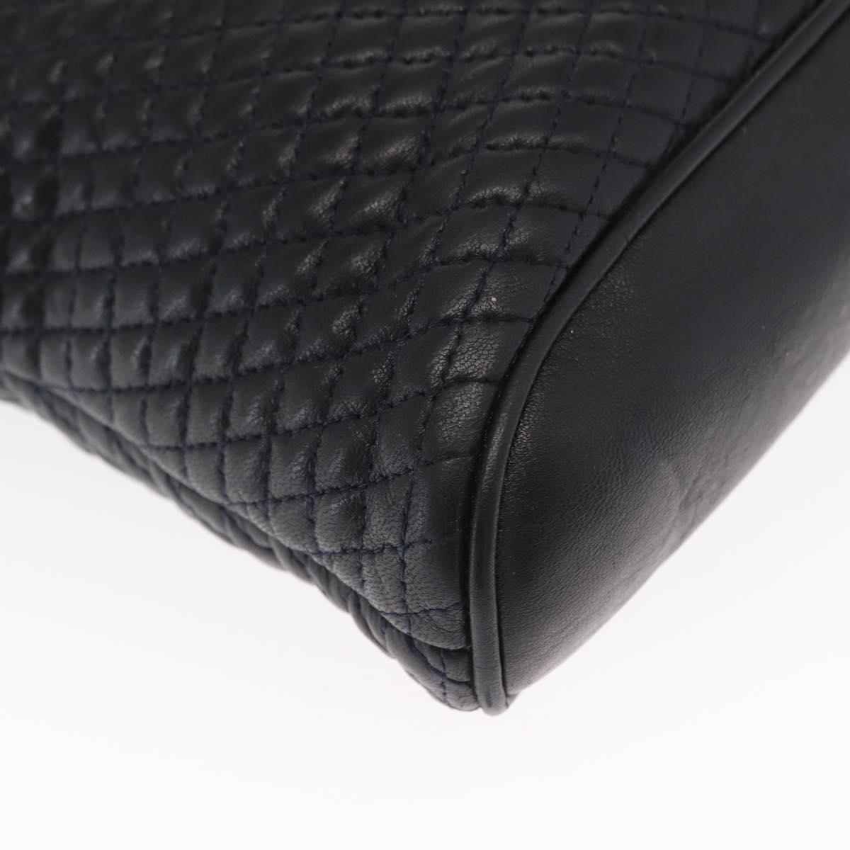 BALLY Chain Shoulder Bag Leather Navy Gold Auth 161052