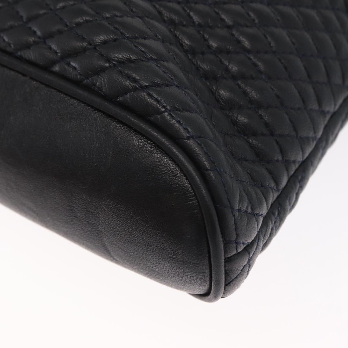 BALLY Chain Shoulder Bag Leather Navy Gold Auth 161052