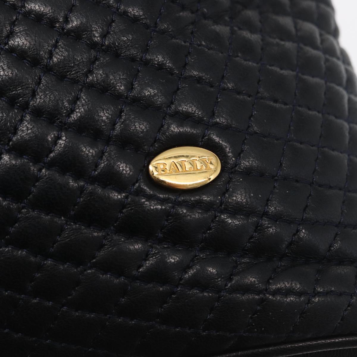 BALLY Chain Shoulder Bag Leather Navy Gold Auth 161052