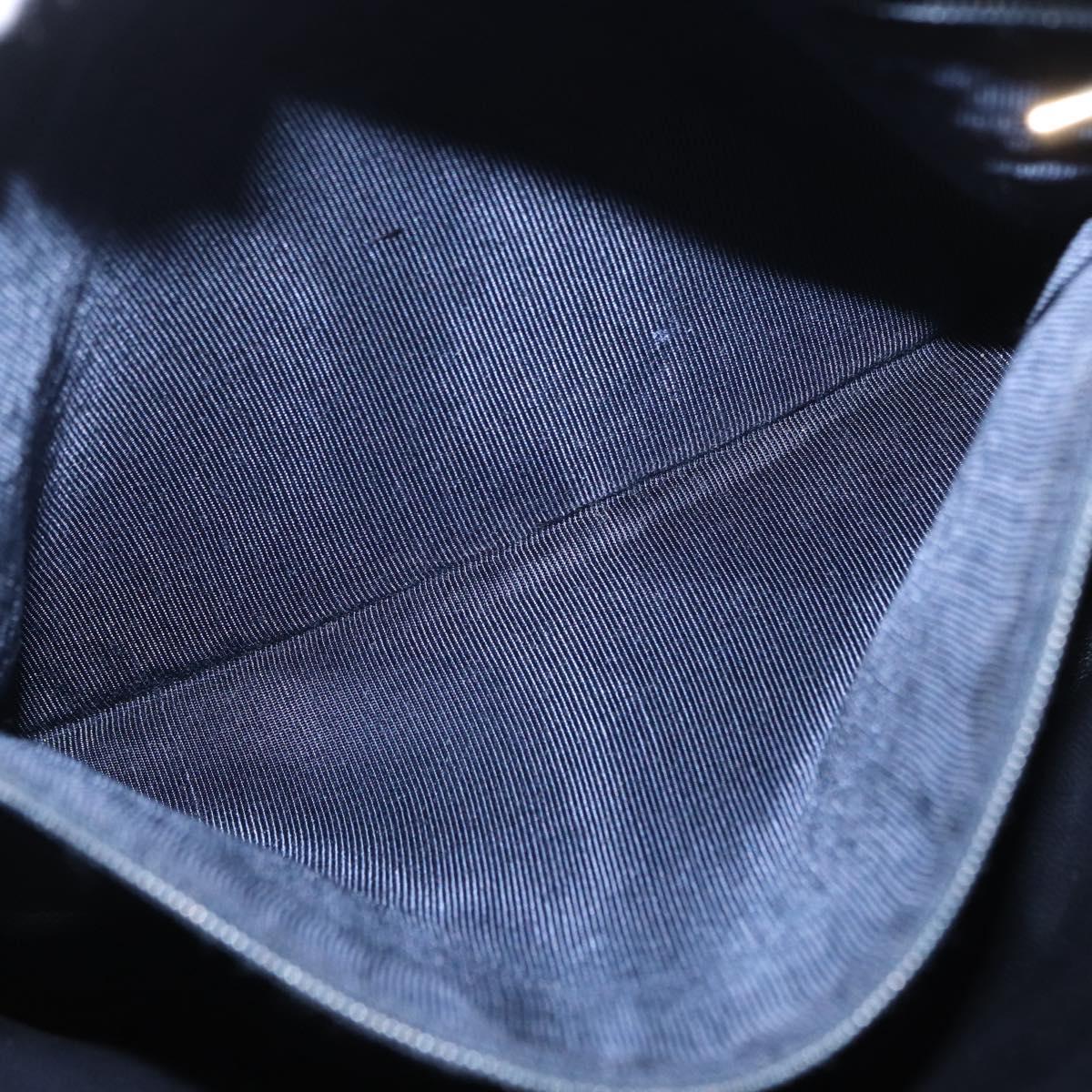 BALLY Chain Shoulder Bag Leather Navy Gold Auth 161052