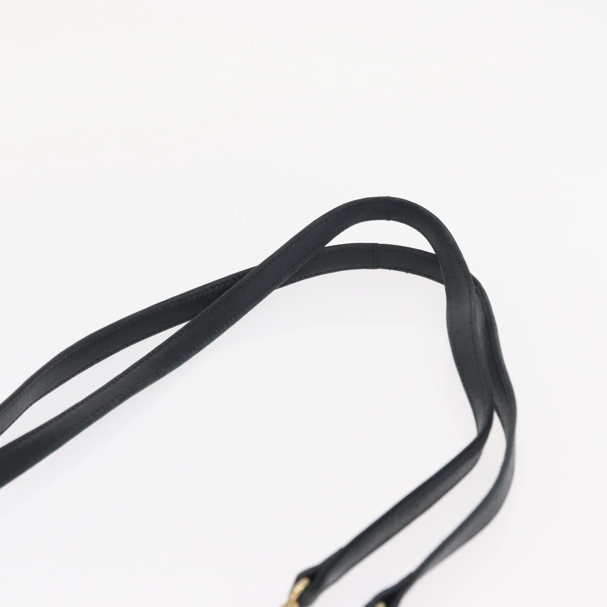 BALLY Chain Shoulder Bag Leather Navy Gold Auth 161052