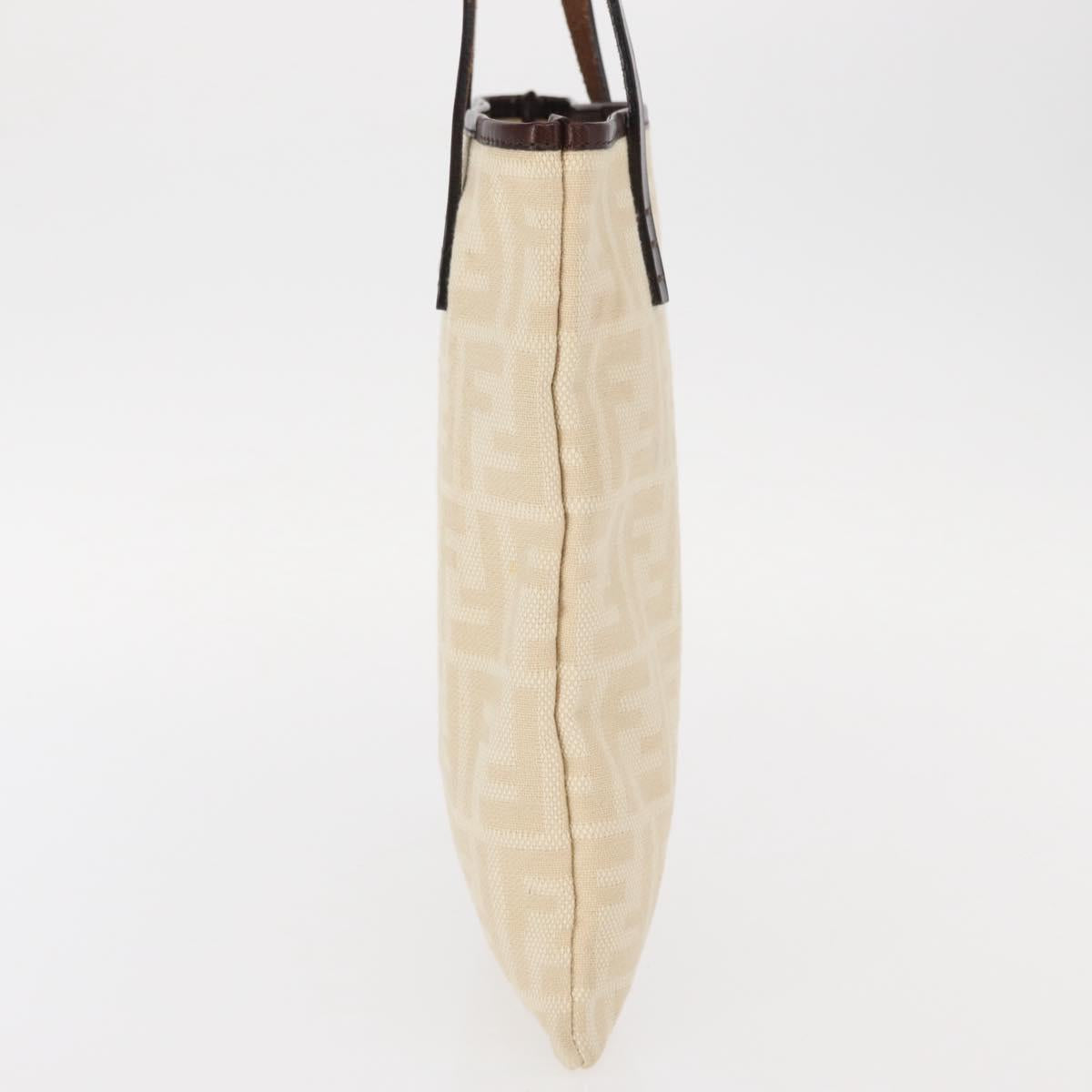 FENDI Zucca Canvas Hand Bag Beige Silver Auth 161056