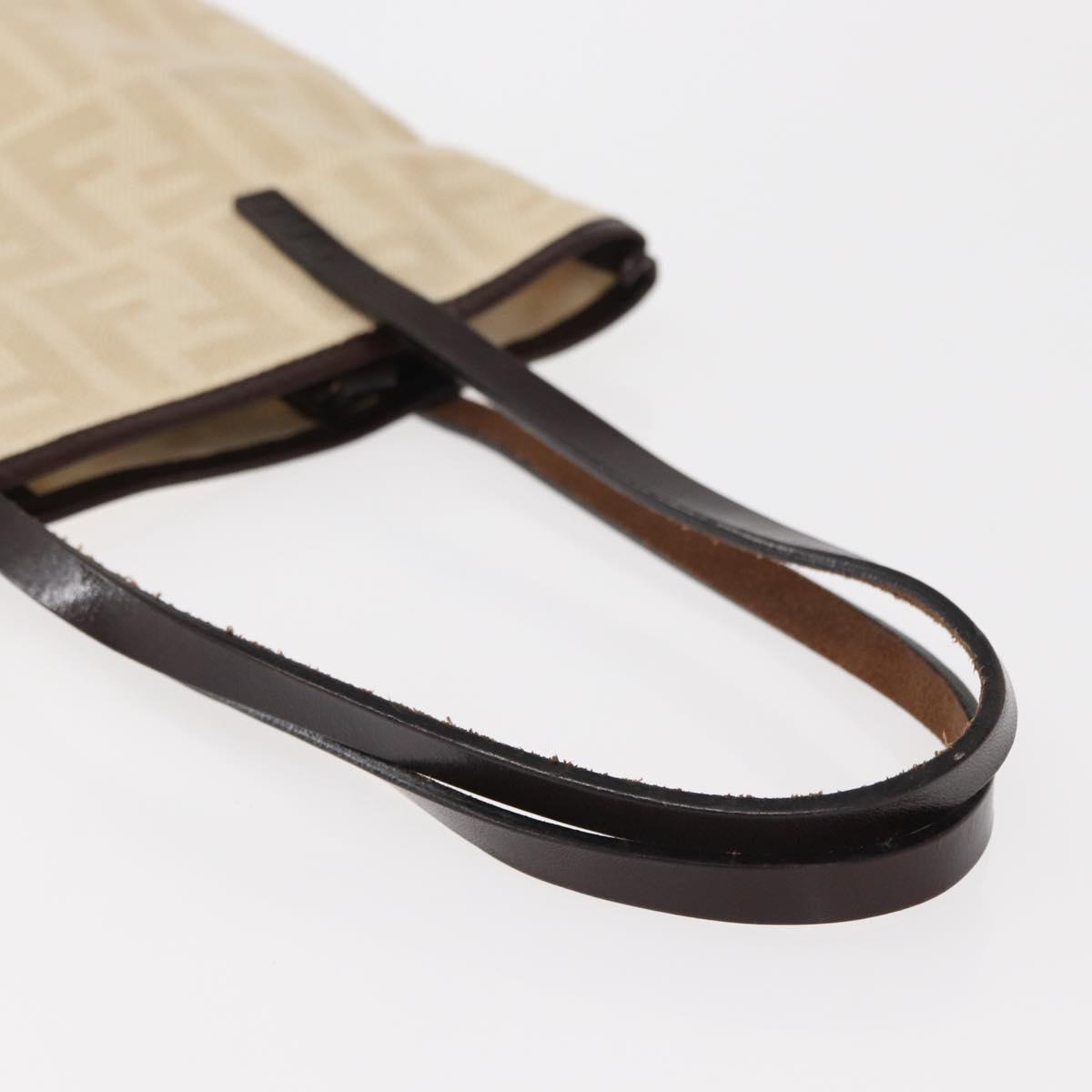 FENDI Zucca Canvas Hand Bag Beige Silver Auth 161056