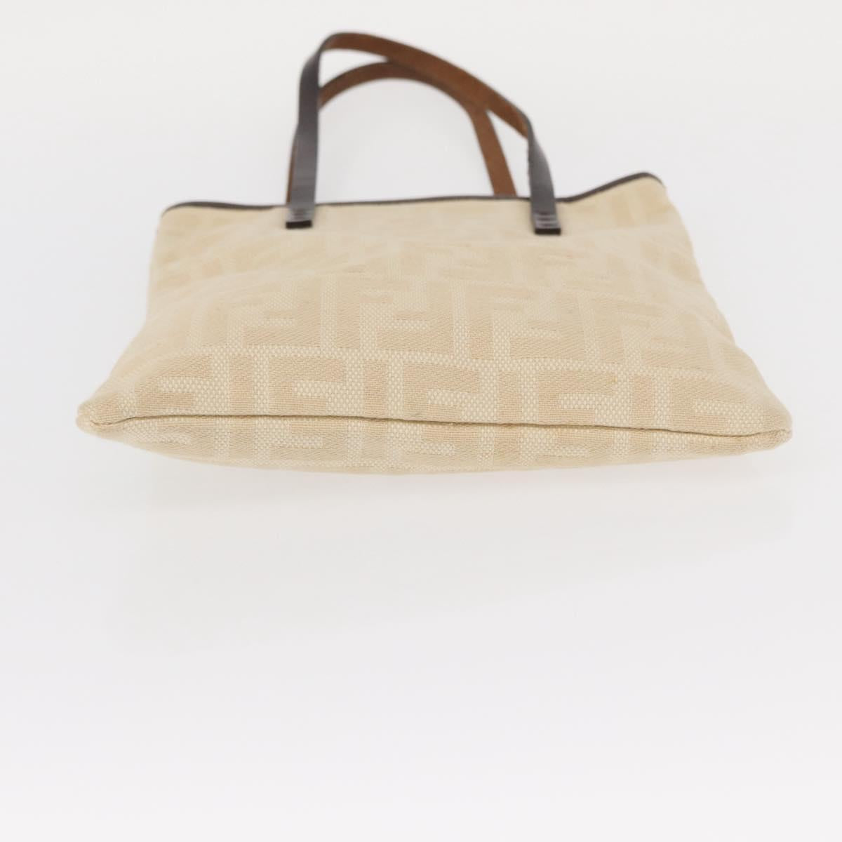 FENDI Zucca Canvas Hand Bag Beige Silver Auth 161056