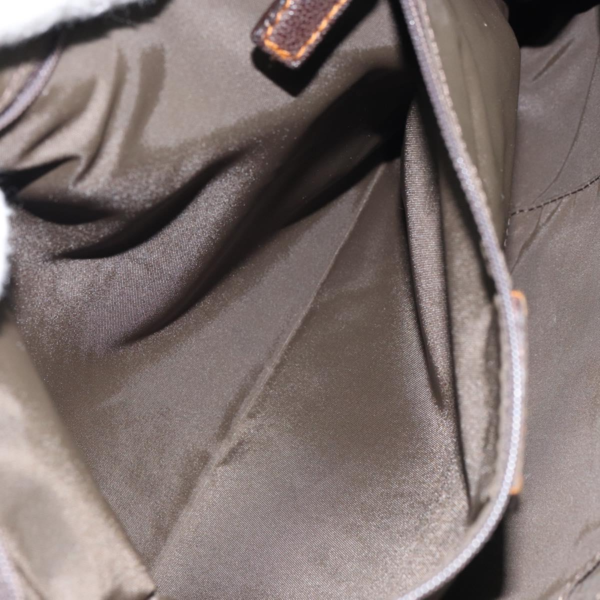 Christian Dior Trotter Canvas Shoulder Bag Brown Silver Auth 161057