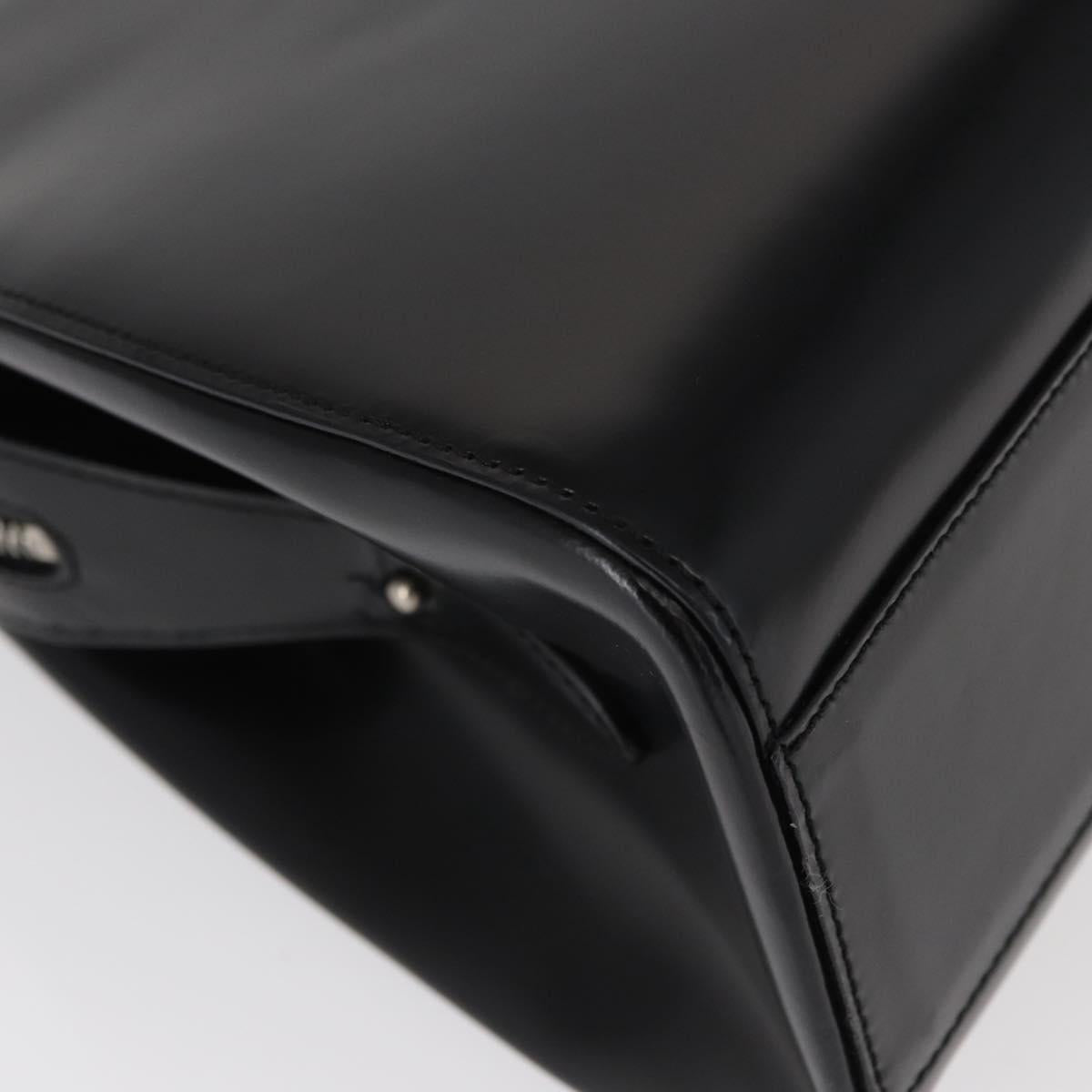 BALLY Hand Bag Leather Black Silver Auth 161058