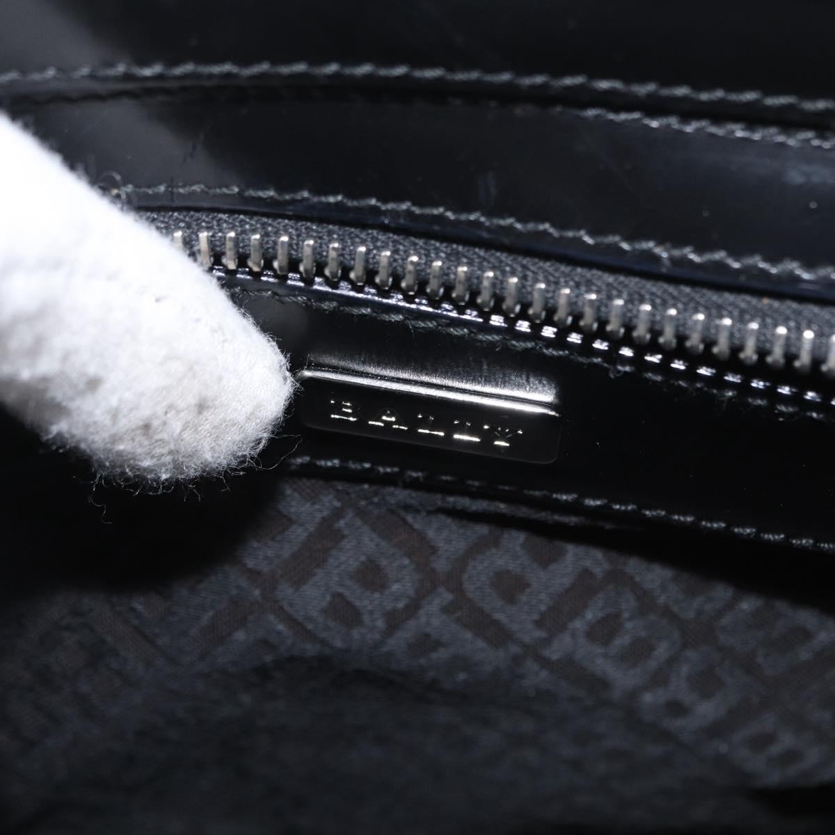 BALLY Hand Bag Leather Black Silver Auth 161058
