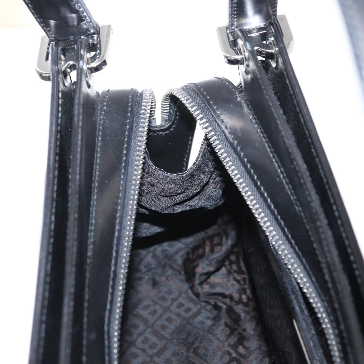 BALLY Hand Bag Leather Black Silver Auth 161058