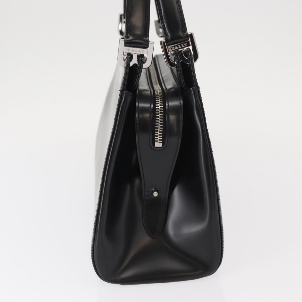 BALLY Hand Bag Leather Black Silver Auth 161058