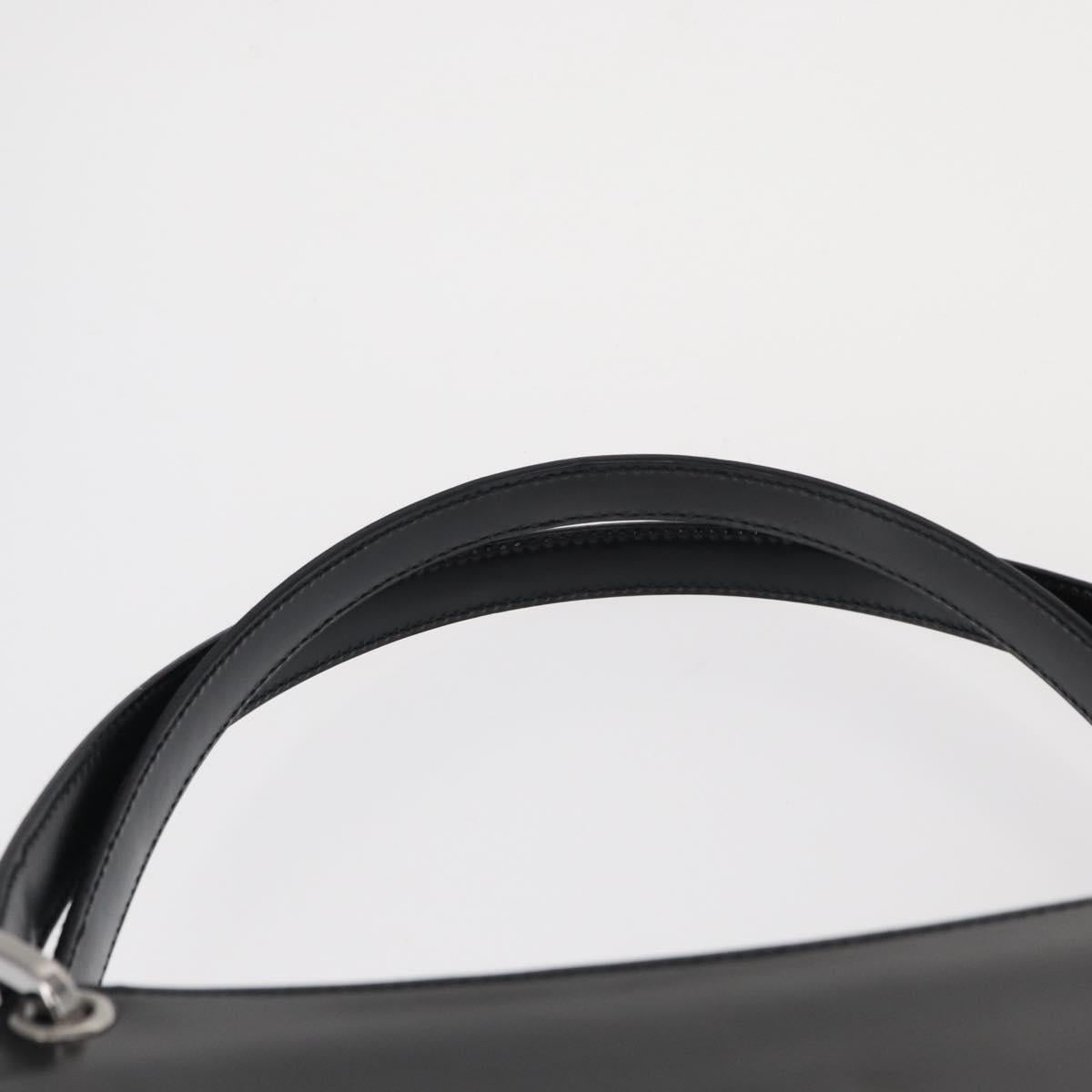 BALLY Hand Bag Leather Black Silver Auth 161058