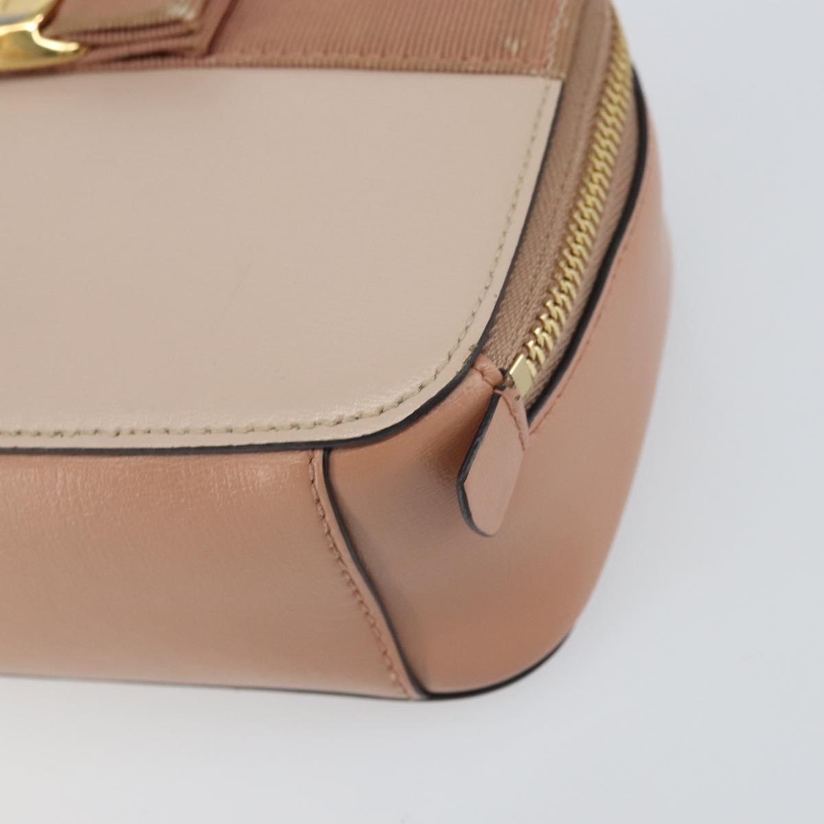 Salvatore Ferragamo Vala Hand Bag Leather 2way Pink Gold Auth 161059